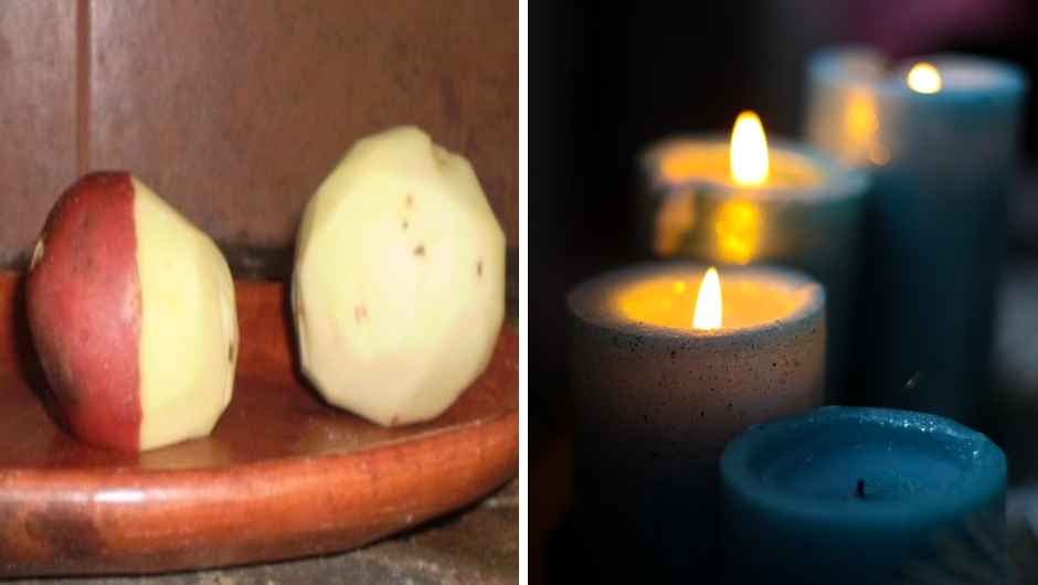 Uno de los principales rituales para la fecha se hace con papas: Una sin pelar, una a medio pelar y otra con cáscara.